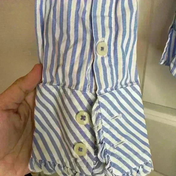 Lilly Pulitzer Color Flip Cuffs Blue and White Stripe Long Sleeve Button Up - Picture 6 of 9